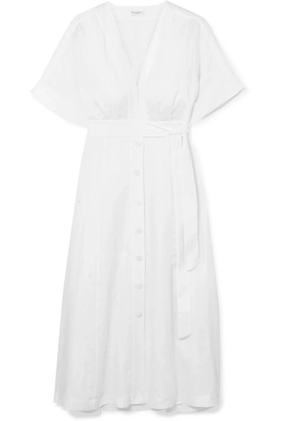 Shop Equipment Nauman Belted Linen Midi Dress In White