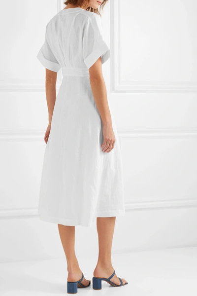 Shop Equipment Nauman Belted Linen Midi Dress In White