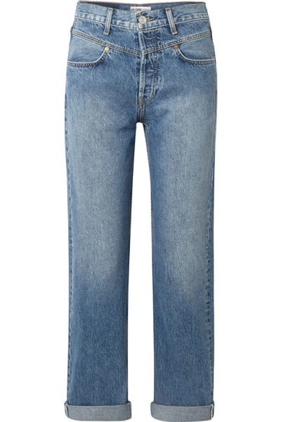 Shop Re/done Double Yoke High-rise Straight-leg Jeans In Mid Denim