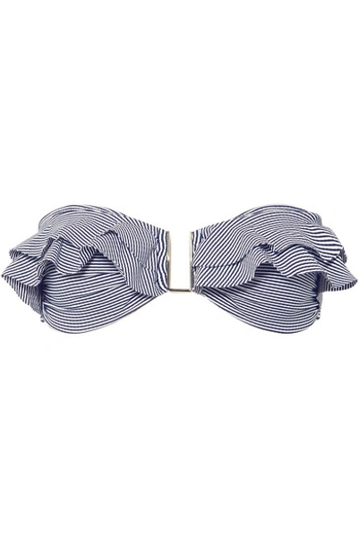 Shop Melissa Odabash St Kitts Ruffled Striped Bandeau Bikini Top In Navy