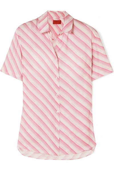 Shop Commission Banker Striped Twill Shirt In Pink