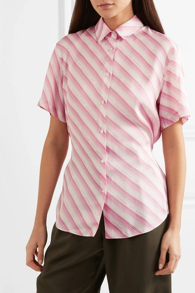 Shop Commission Banker Striped Twill Shirt In Pink