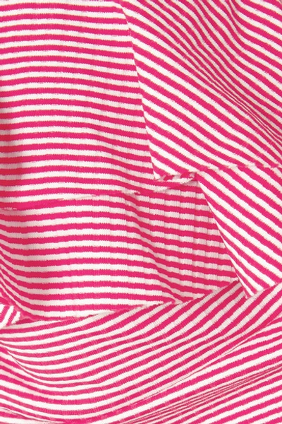 Shop Melissa Odabash Corfu Ruffled Striped Bandeau Swimsuit In Red