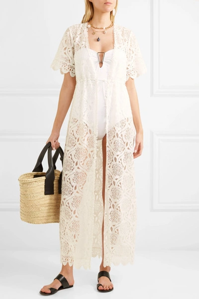 Shop Melissa Odabash Gabrielle Cotton-blend Corded Lace Dress In Cream