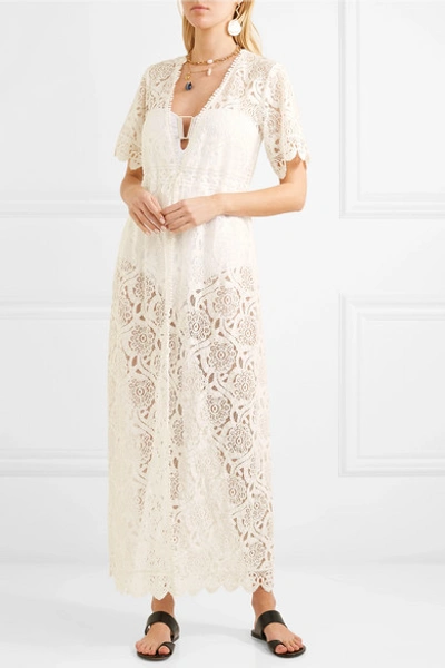 Shop Melissa Odabash Gabrielle Cotton-blend Corded Lace Dress In Cream