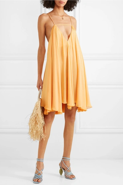 Shop Jacquemus Bellezza Chiffon Mini Dress In Yellow