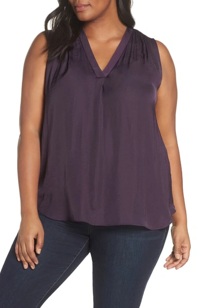 Shop Vince Camuto V-neck Rumple Blouse In Gilded Plum