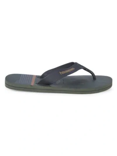 Shop Havaianas Urban Craft Vegan Leather Flip Flops In Olive Green