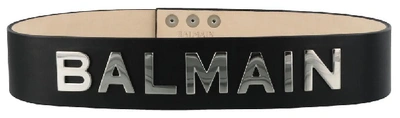 Shop Balmain Logo Embossed Belt In Black