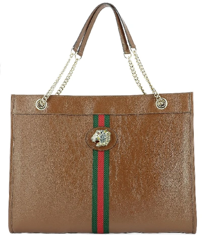 Shop Gucci Rajah Large Tote Bag In Brown