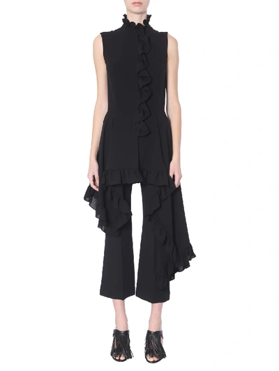 Shop Alexander Mcqueen Asymmetric Shirt In Nero