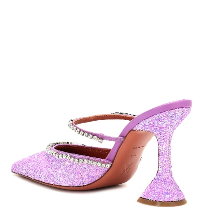 Shop Amina Muaddi Gilda Crystal-embellished Mules In Purple