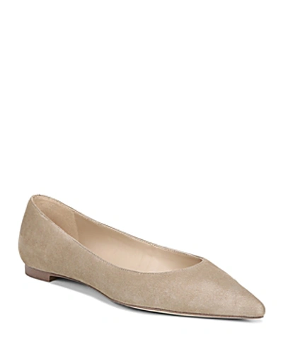 Shop Sam Edelman Women's Sally Pointed Toe Suede Flats In Oatmeal