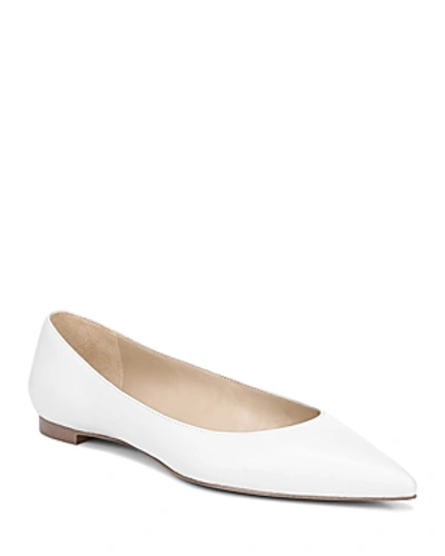 Shop Sam Edelman Women's Sally Pointed Toe Suede Flats In Bright White