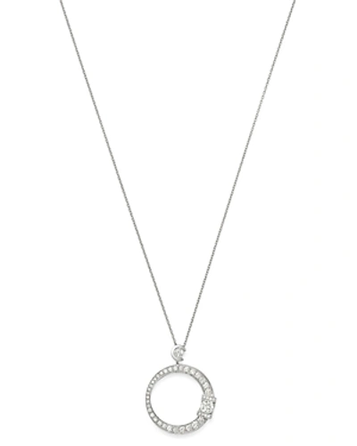 Shop Roberto Coin 18k White Gold Large Pave Diamond Signature Pendant Necklace, 17.5