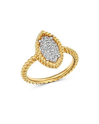 Shop Roberto Coin 18k Yellow Gold New Barocco Diamond Ring In White/gold