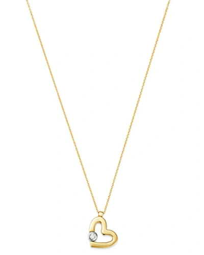 Shop Roberto Coin 18k Yellow Gold Slanted Heart Diamond Pendant Necklace, 18 In White/gold