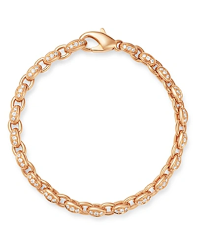 Shop Roberto Coin 18k Rose Gold Amuletto Diamond Chain Bracelet In White/rose Gold