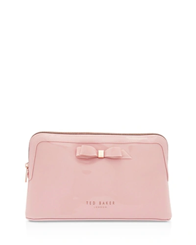 Shop Ted Baker Caffara Bow Cosmetics Case In Light Pink/rose Gold