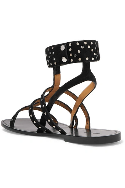 Shop Isabel Marant Jestee Studded Suede Sandals In Black