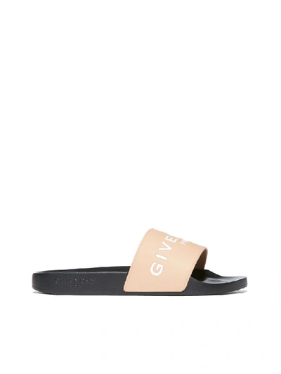 Shop Givenchy Logo Sliders In Nude Pink