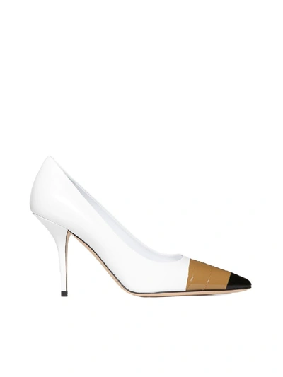 Shop Burberry High-heeled Shoe In Bianco Nocciola Nero