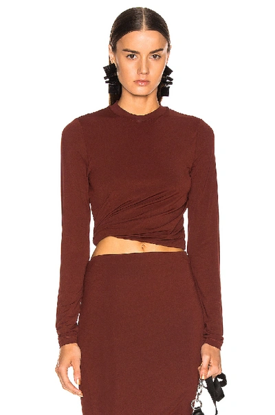Shop Alexander Wang T T By Wisted Long Sleeve Top In Red In Rust