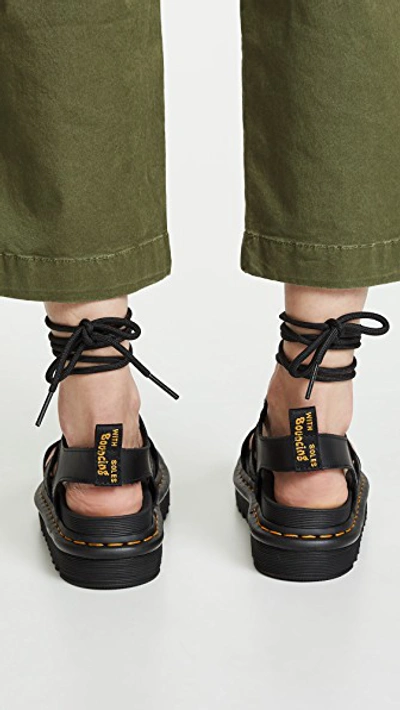 Dr. Martens Dr.martens Nartilla Hydro Leather Gladiator Sandals In Black
