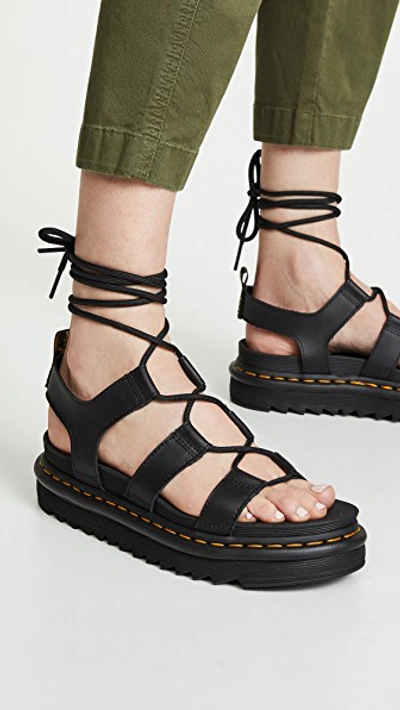 Dr. Martens Dr.martens Nartilla Hydro Leather Gladiator Sandals In Black