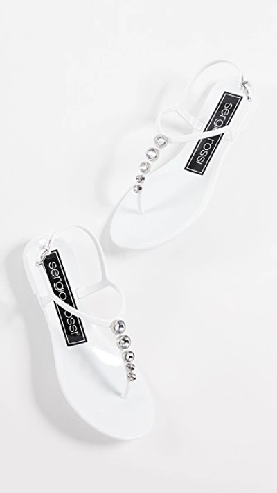 Shop Sergio Rossi Khata Thong Sandals In Bianco