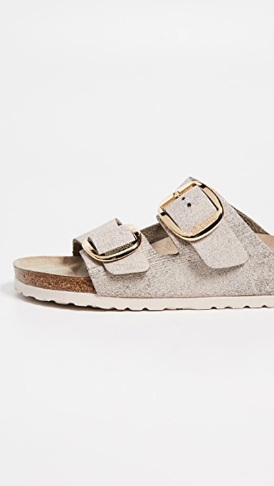 Shop Birkenstock Arizona Big Buckle Sandals - Narrow In Washed Metallic Rose