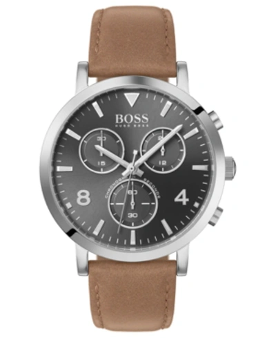 Shop Hugo Boss Men's Chronograph Spirit Brown Leather Strap Watch 41mm