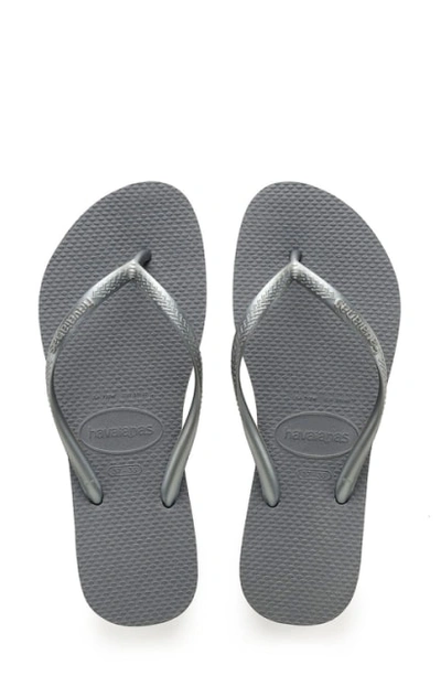 Shop Havaianas 'slim' Flip Flop In Steel Grey