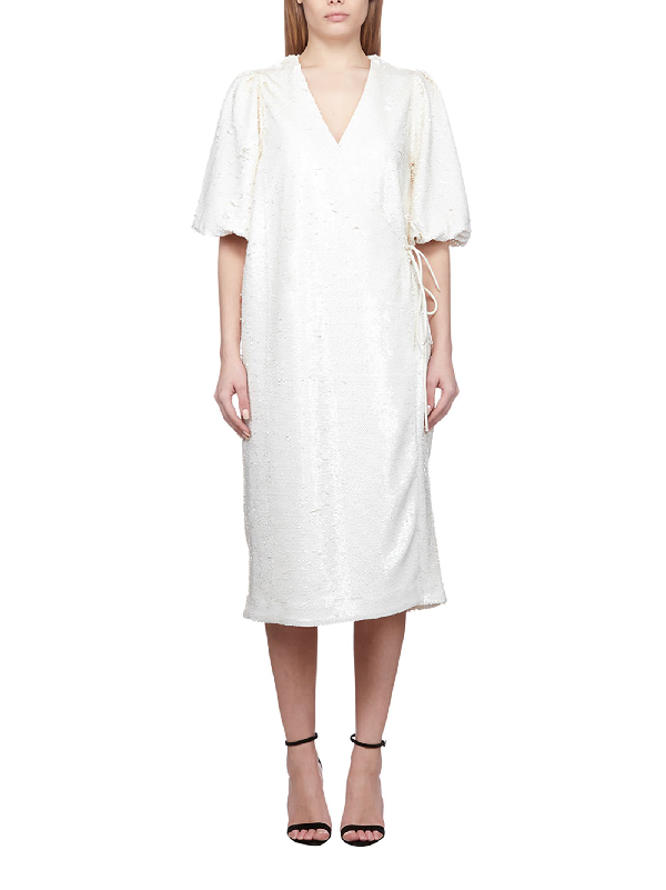 ganni white sequin dress