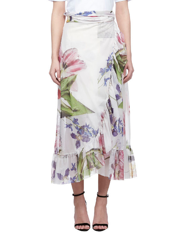 ganni floral wrap skirt