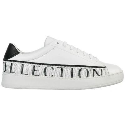 Shop Versace Shoes Leather Trainers Sneakers In Bianco