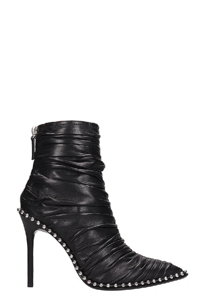 Shop Alexander Wang Black Leather Eri Ruched Ankle Boots
