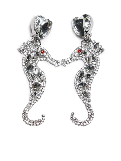 Shop Alessandra Rich Crystal Seahorse Earrings