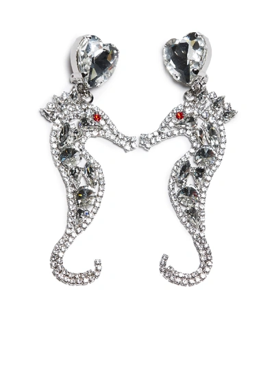 Alessandra Rich Seahorse Crystal Clip on Earrings ModeSens