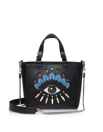 Shop Kenzo Small Eye Leather Tote Bag In Black