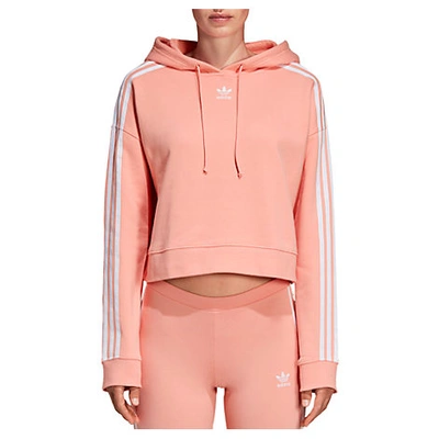 Shop Adidas Originals Women's Originals Striped Cropped Hoodie, Pink