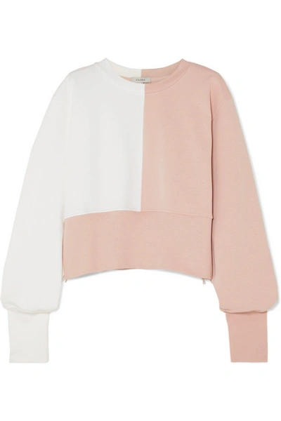 Shop Vaara Maeve Paneled Cotton-blend Jersey Sweatshirt In Baby Pink