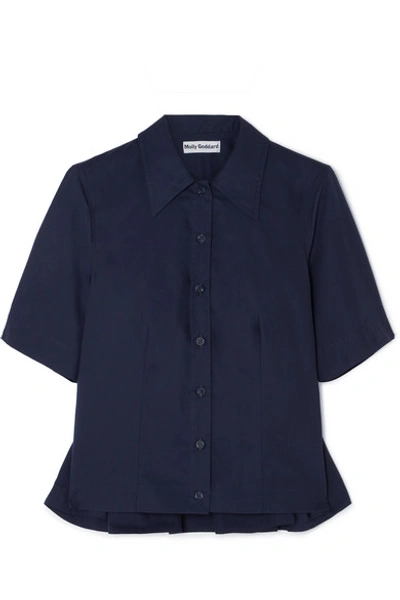 Shop Molly Goddard Jean Cotton-poplin Shirt In Navy