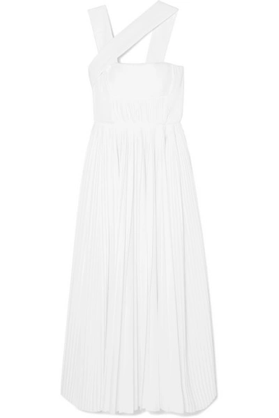 Shop Gabriela Hearst Norah Asymmetric Pleated Cotton Gown In Ivory