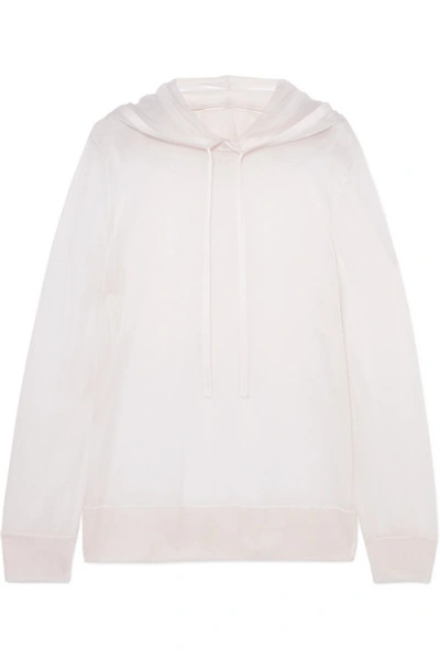 Shop Akris Silk And Cotton-blend Hoodie In Ivory