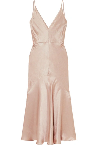 Shop Gabriela Hearst Bridget Linen And Silk-blend Satin Midi Dress In Blush