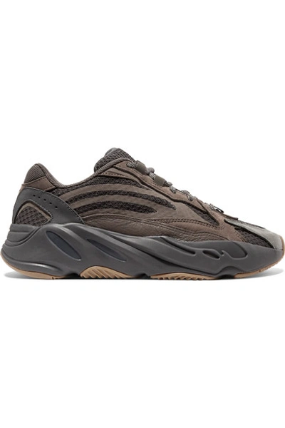 Shop Adidas Originals Yeezy Boost 700 V2 Suede And Mesh Sneakers In Taupe