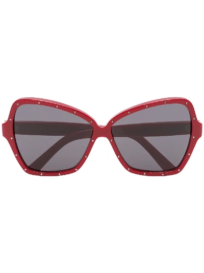 Shop Celine Butterfly Studded Sunglasses In Red