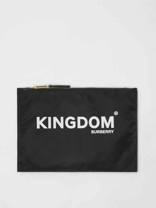Burberry Kingdom Print Nylon Pouch In Black | ModeSens