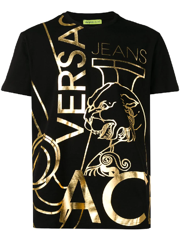 Versace Jeans T-shirt Mit Logo - Schwarz In Black | ModeSens